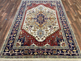 Indian Rug Hand Knotted Oriental Rug Design: Serapi (Origin #8) 5'7x6'0