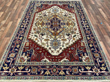 Indian Rug Hand Knotted Oriental Rug Design: Serapi (Origin #8) 5'7x6'0