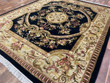 Indian Rug Hand Knotted Oriental Rug Fine Auboussan 9'7x8'0