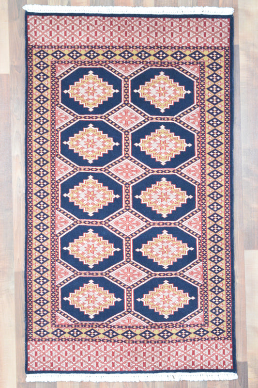 Indian Rug Hand Knotted Oriental Rug Fine Boukhara 3'0x5'1