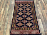Indian Rug Hand Knotted Oriental Rug Fine Boukhara 3'0x5'1