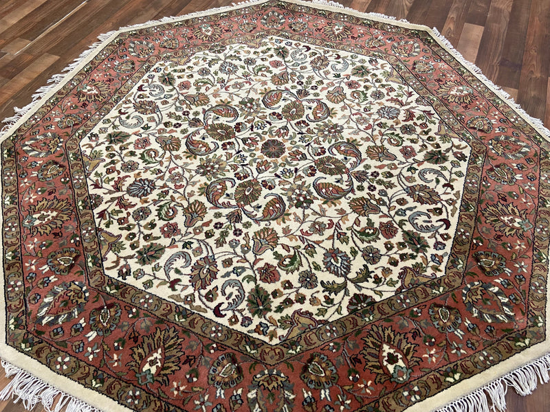 Indian Rug Hand Knotted Oriental Rug Fine Kashan 6'0x6'0