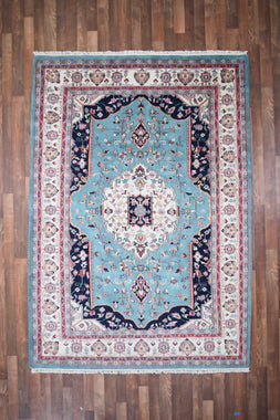 Indian Rug Hand Knotted Oriental Rug Fine Kashan 8'8x6'2