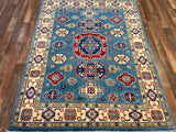 Indian Rug Hand Knotted Oriental Rug Fine Kazak 4'10x6'3