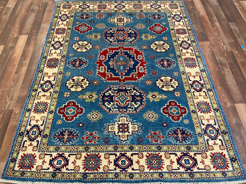Indian Rug Hand Knotted Oriental Rug Fine Kazak 4'10x6'3