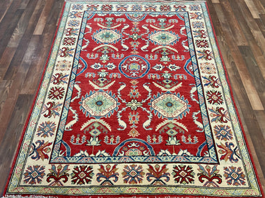 Indian Rug Hand Knotted Oriental Rug Fine Kazak 5'0x6'5