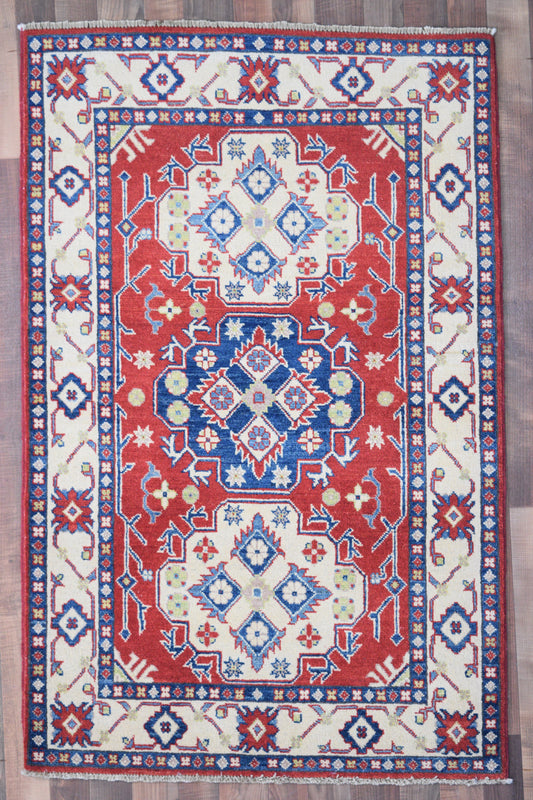 Indian Rug Hand Knotted Oriental Rug Fine Kazak 5'2x3'4