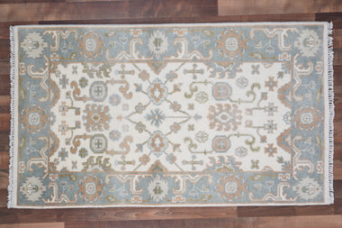 Indian Rug Hand Knotted Oriental Rug Fine Oushak 3'0x5'2