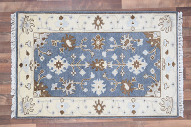 Indian Rug Hand Knotted Oriental Rug Fine Oushak 4'9x3'1