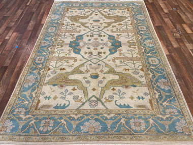 Indian Rug Hand Knotted Oriental Rug Fine Oushak 6'0x9'0