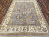 Indian Rug Hand Knotted Oriental Rug Fine Oushak 6'3x9'3
