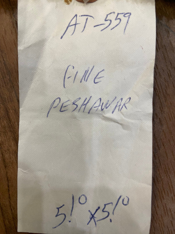 Indian Rug Hand Knotted Oriental Rug Fine Peshawar 5'10x5'10