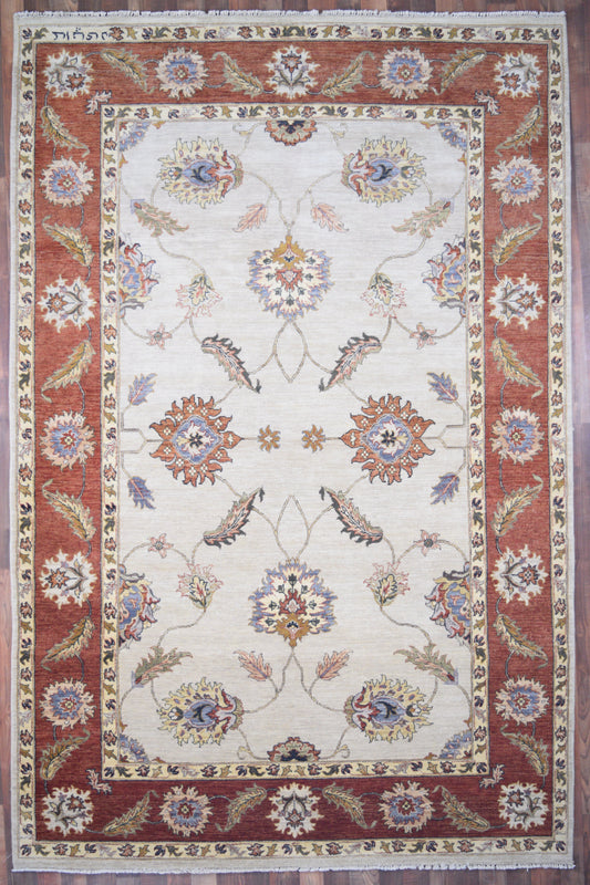 Indian Rug Hand Knotted Oriental Rug Fine Peshawar 9'10x6'6