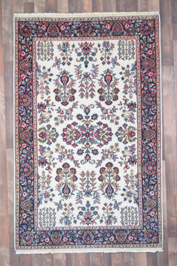 Indian Rug Hand Knotted Oriental Rug Fine Sarouk 6'3x3'10