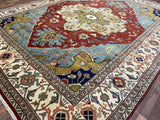 Indian Rug Hand Knotted Oriental Rug Fine Serapi 11'10x14'10