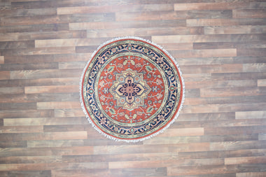 Indian Rug Hand Knotted Oriental Rug Fine Serapi 4'0x4'0