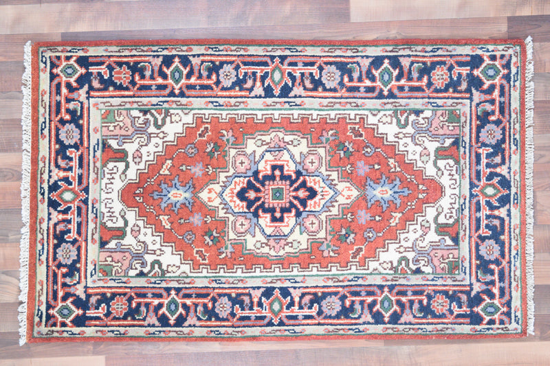 Indian Rug Hand Knotted Oriental Rug Fine Serapi 5'0x3'0