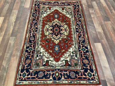 Indian Rug Hand Knotted Oriental Rug Fine Serapi 5'0x3'0