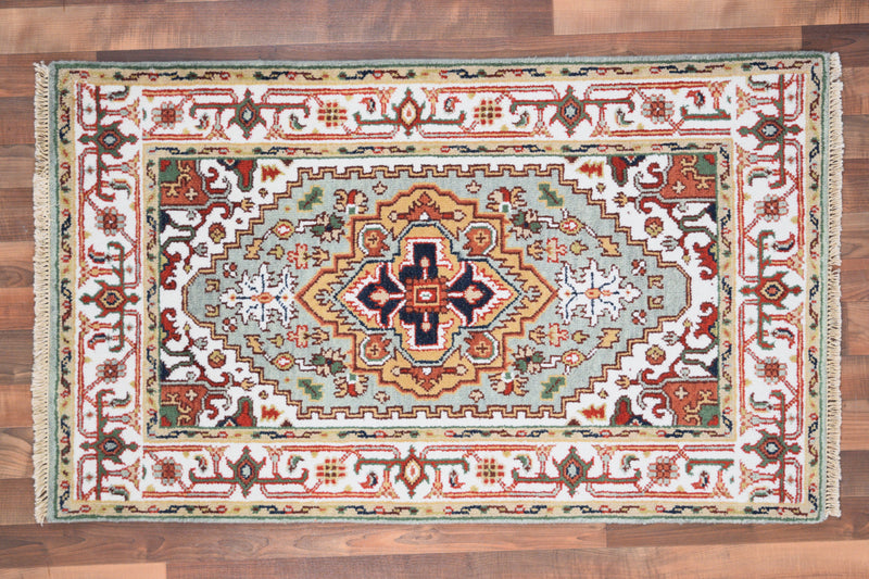 Indian Rug Hand Knotted Oriental Rug Fine Serapi 5'0x3'0