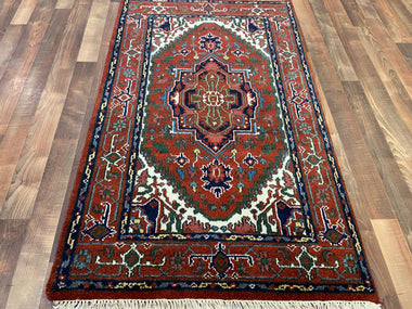 Indian Rug Hand Knotted Oriental Rug Fine Serapi 5'0x3'1
