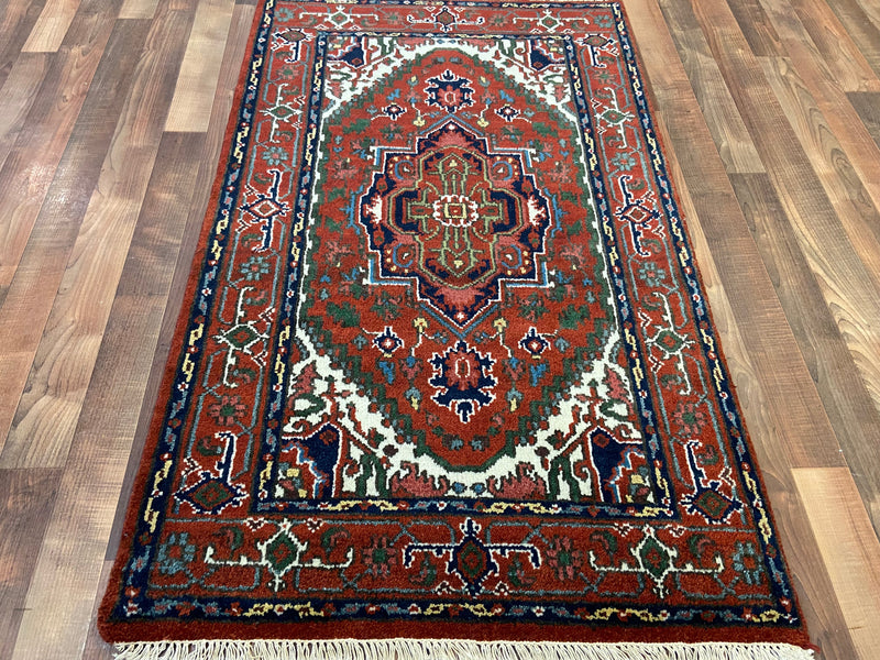 Indian Rug Hand Knotted Oriental Rug Fine Serapi 5'0x3'1