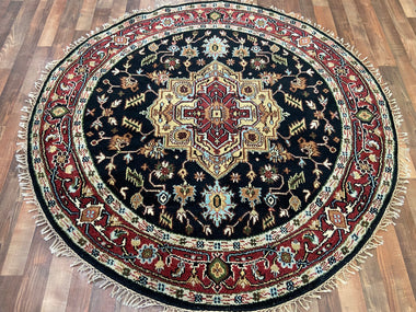 Indian Rug Hand Knotted Oriental Rug Fine Serapi 5'10x5'10