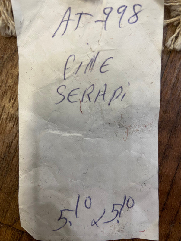 Indian Rug Hand Knotted Oriental Rug Fine Serapi 5'10x5'10