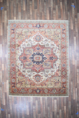 Indian Rug Hand Knotted Oriental Rug Fine Serapi 7'8x9'9