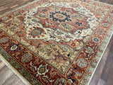 Indian Rug Hand Knotted Oriental Rug Fine Serapi 7'8x9'9