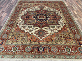 Indian Rug Hand Knotted Oriental Rug Fine Serapi 7'8x9'9