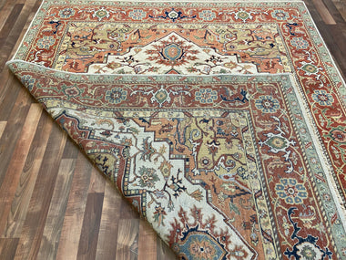 Indian Rug Hand Knotted Oriental Rug Fine Serapi 7'8x9'9