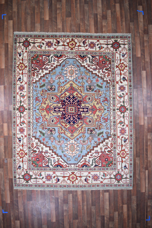Indian Rug Hand Knotted Oriental Rug Fine Serapi 7'9x10'3
