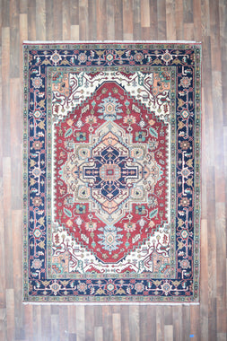 Indian Rug Hand Knotted Oriental Rug Fine Serapi 8'10x6'0