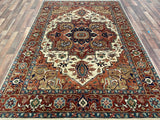 Indian Rug Hand Knotted Oriental Rug Fine Serapi 8'10x6'0
