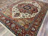 Indian Rug Hand Knotted Oriental Rug Fine Serapi 8'10x6'0