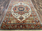 Indian Rug Hand Knotted Oriental Rug Fine Serapi 8'10x6'0