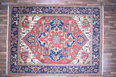 Indian Rug Hand Knotted Oriental Rug Fine Serapi 9'0x12'0