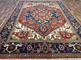 Indian Rug Hand Knotted Oriental Rug Fine Serapi 9'0x12'0