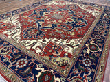 Indian Rug Hand Knotted Oriental Rug Fine Serapi 9'0x12'0