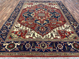 Indian Rug Hand Knotted Oriental Rug Fine Serapi 9'0x12'0