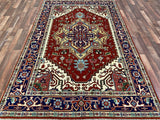 Indian Rug Hand Knotted Oriental Rug Fine Serapi 9'0x5'10