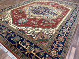 Indian Rug Hand Knotted Oriental Rug Fine Serapi 9'10x12'0