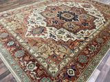 Indian Rug Hand Knotted Oriental Rug Fine Serapi 9'10x13'10