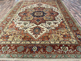 Indian Rug Hand Knotted Oriental Rug Fine Serapi 9'10x13'10