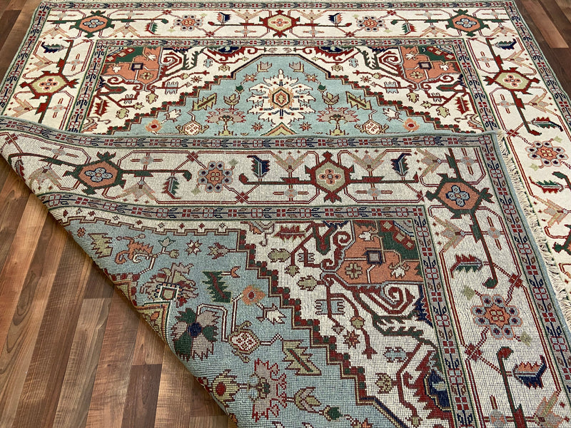 Indian Rug Hand Knotted Oriental Rug Fine Serapi 9'10x8'0