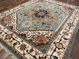 Indian Rug Hand Knotted Oriental Rug Fine Serapi 9'10x8'0