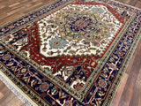 Indian Rug Hand Knotted Oriental Rug Fine Serapi 9'1x6'2