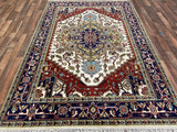 Indian Rug Hand Knotted Oriental Rug Fine Serapi 9'1x6'2