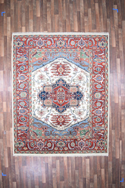 Indian Rug Hand Knotted Oriental Rug Fine Serapi 9'4x7'9