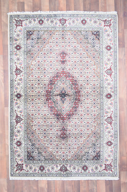 Indian Rug Hand Knotted Oriental Rug Fine Silk Touch Tabriz 6'0x4'0